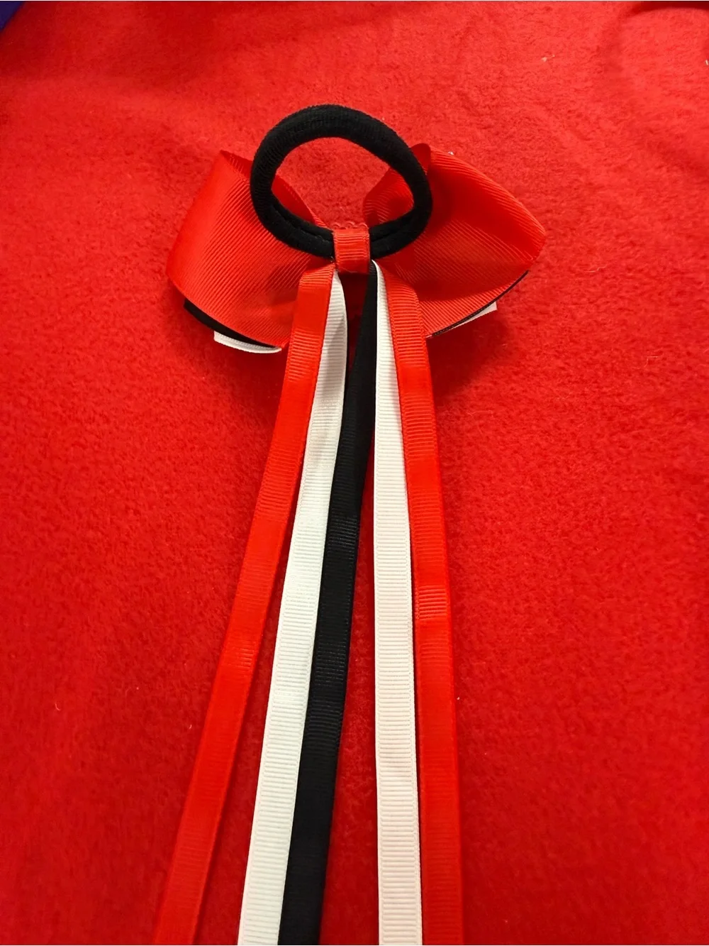 Georgia Red Black White Bow Hair Tie